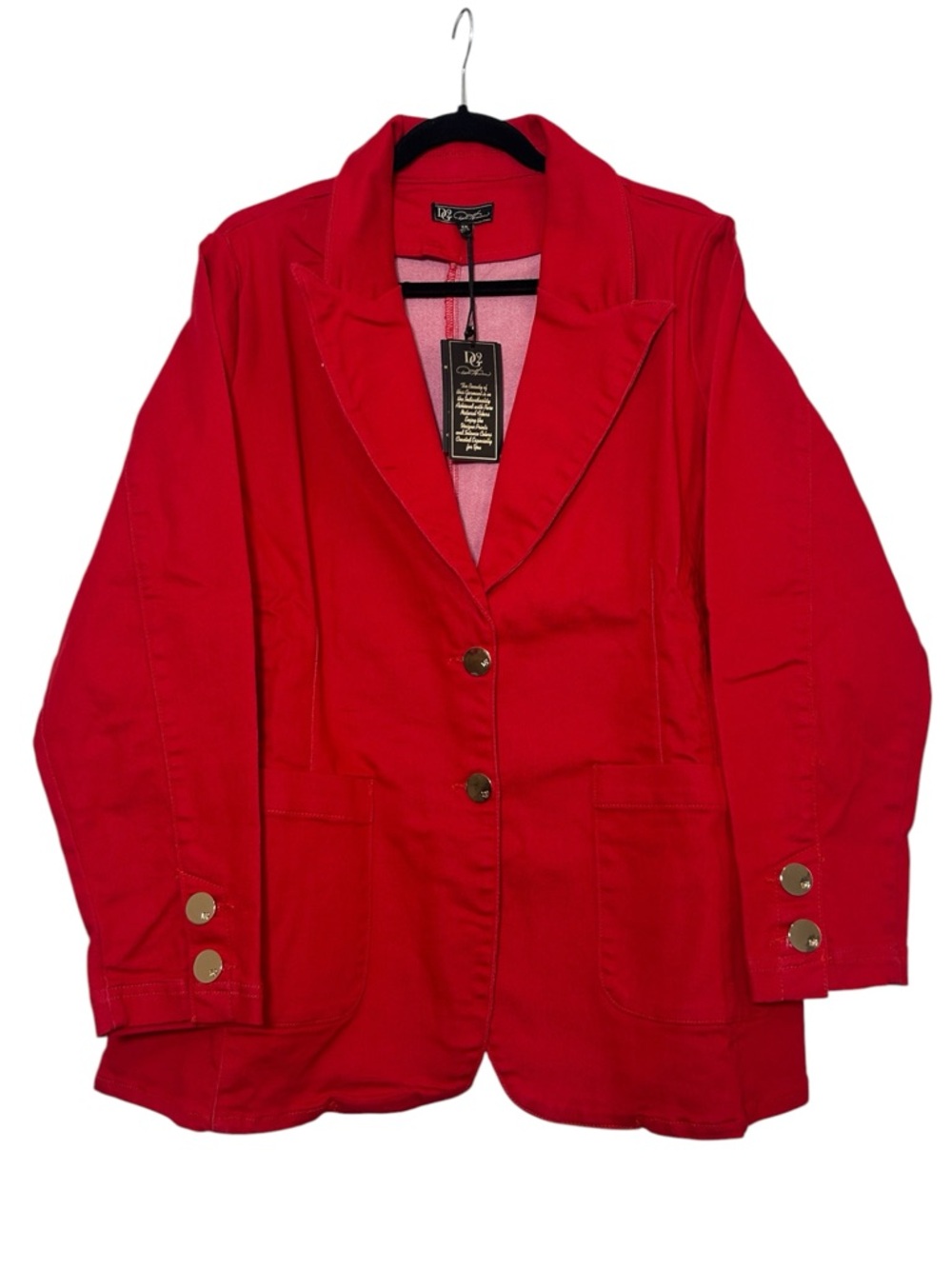 Women’s Red Tailored Two-Button Denim Blazer